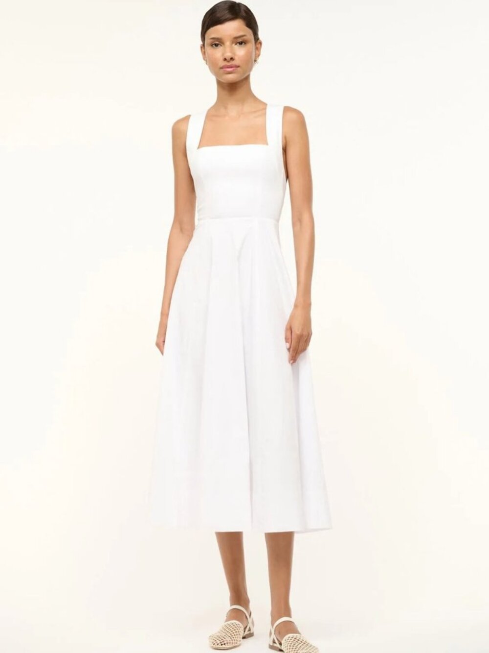 STAUD Teresa White Cotton Midi Dress Size 2